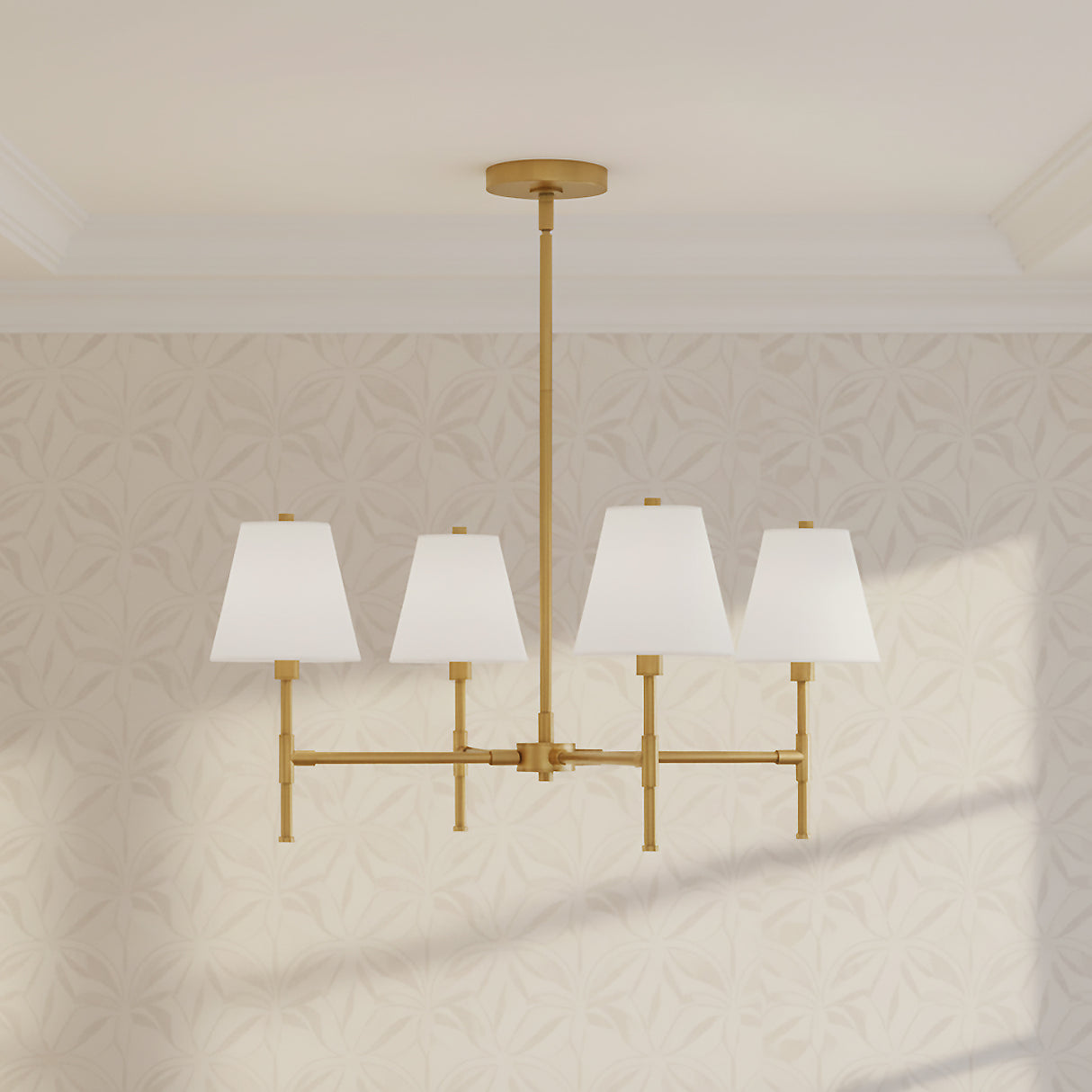 Declan 4 Light Chandelier 28" for Transitional home with Cream Wallpaper