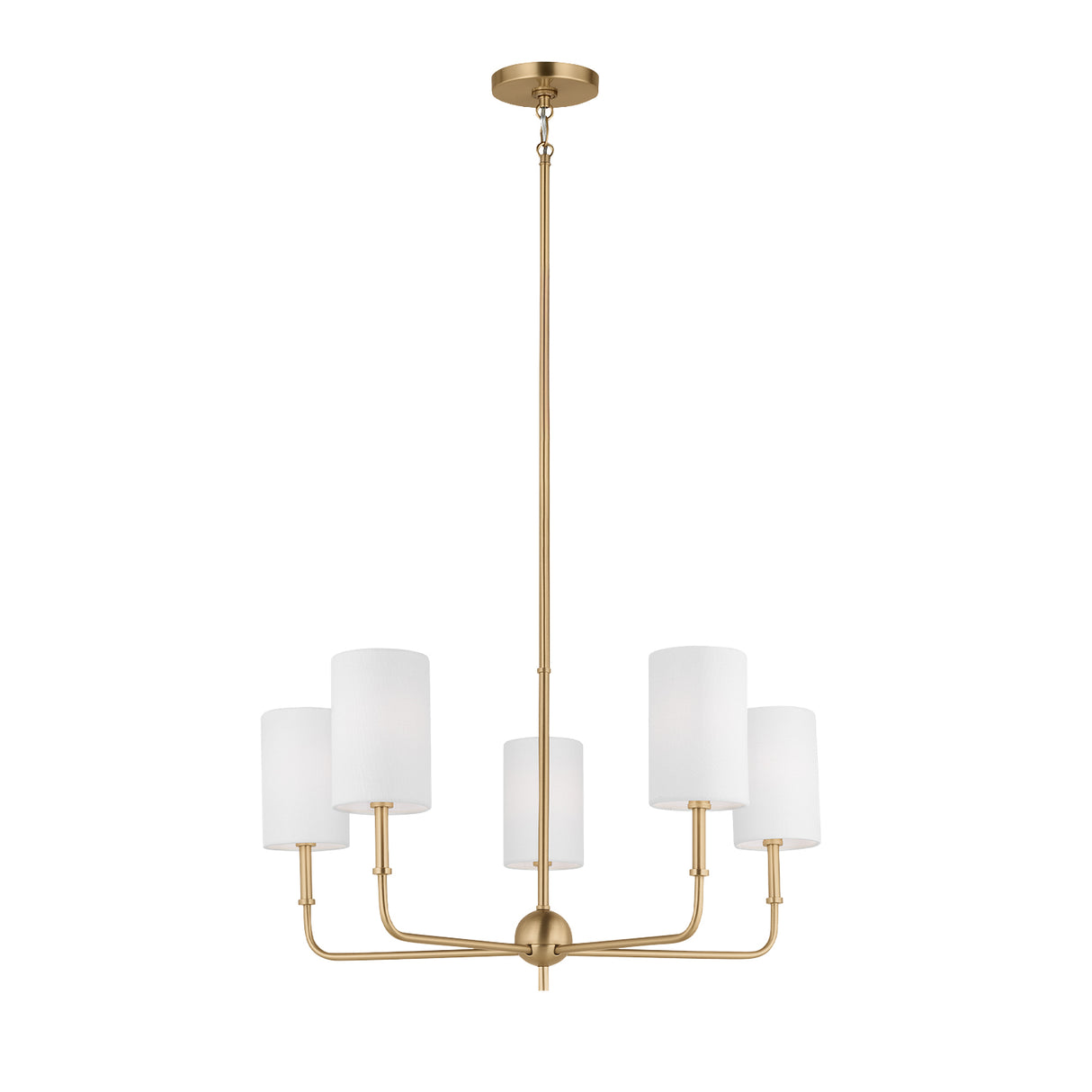 Remington 5 Light Chandelier 26", Satin Brass
