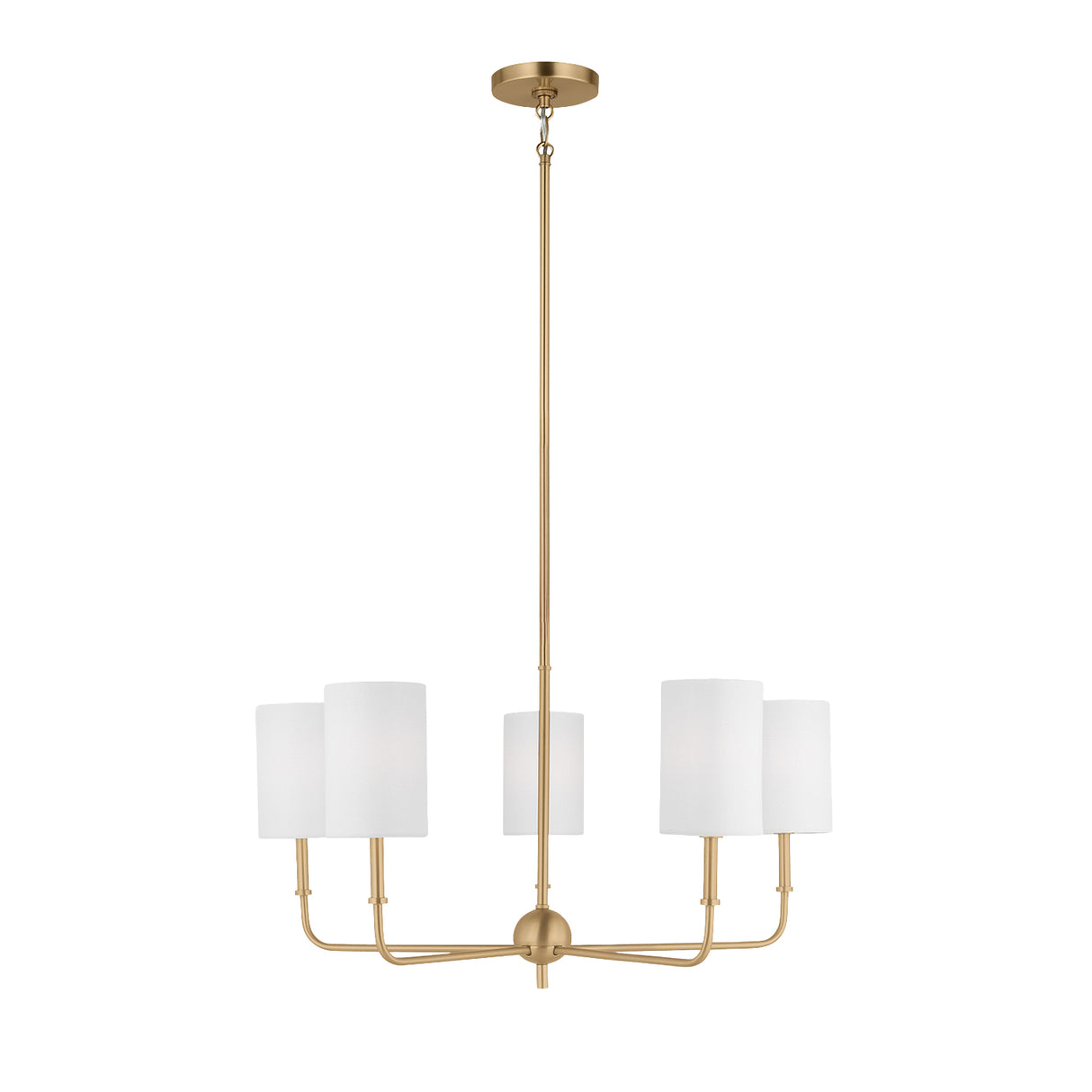 Remington 5 Light Chandelier 26", Satin Brass