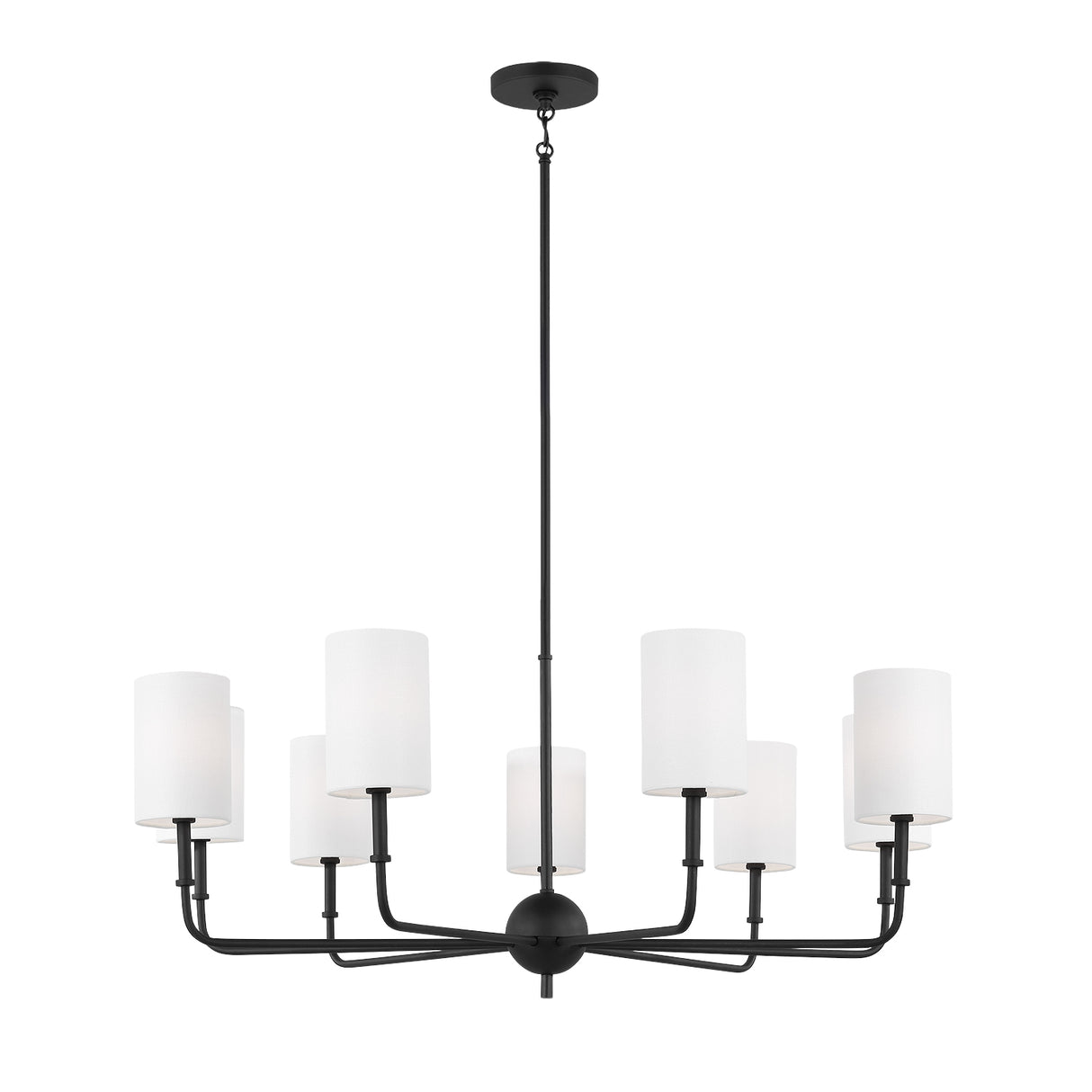 Remington 9 Light Chandelier 36", Matte Black