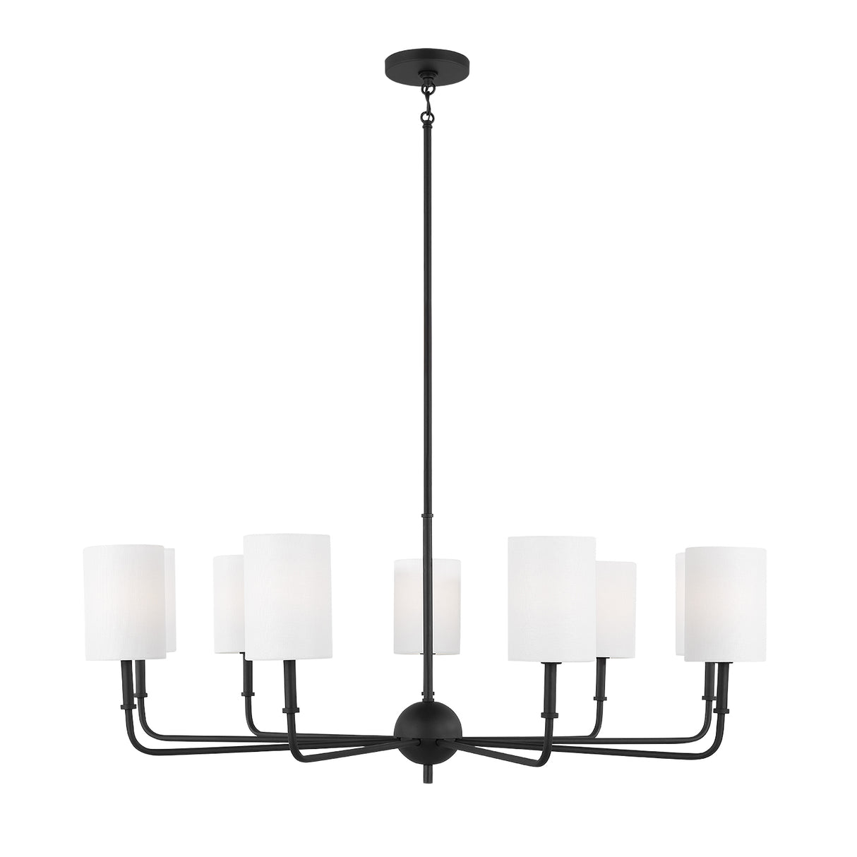 Remington 9 Light Chandelier 36", Matte Black