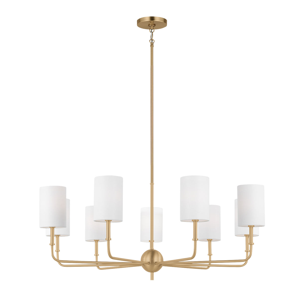 Remington 9 Light Chandelier 36", Satin Brass