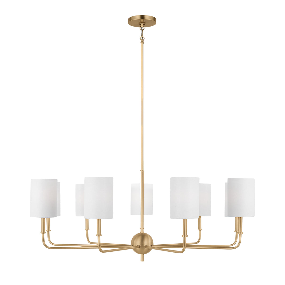 Remington 9 Light Chandelier 36", Satin Brass