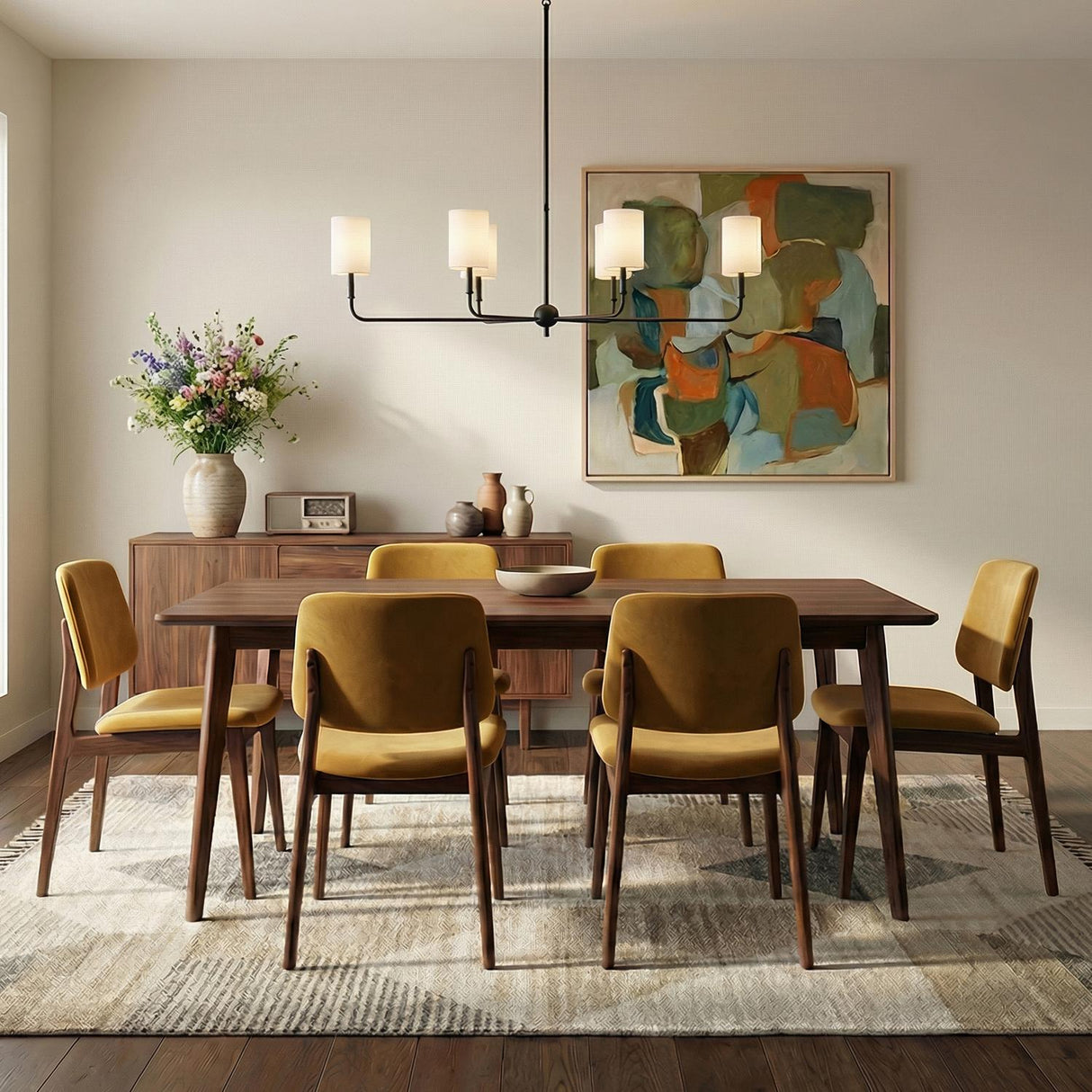 Remington 6 Light Linear Chandelier 44", Matte Black