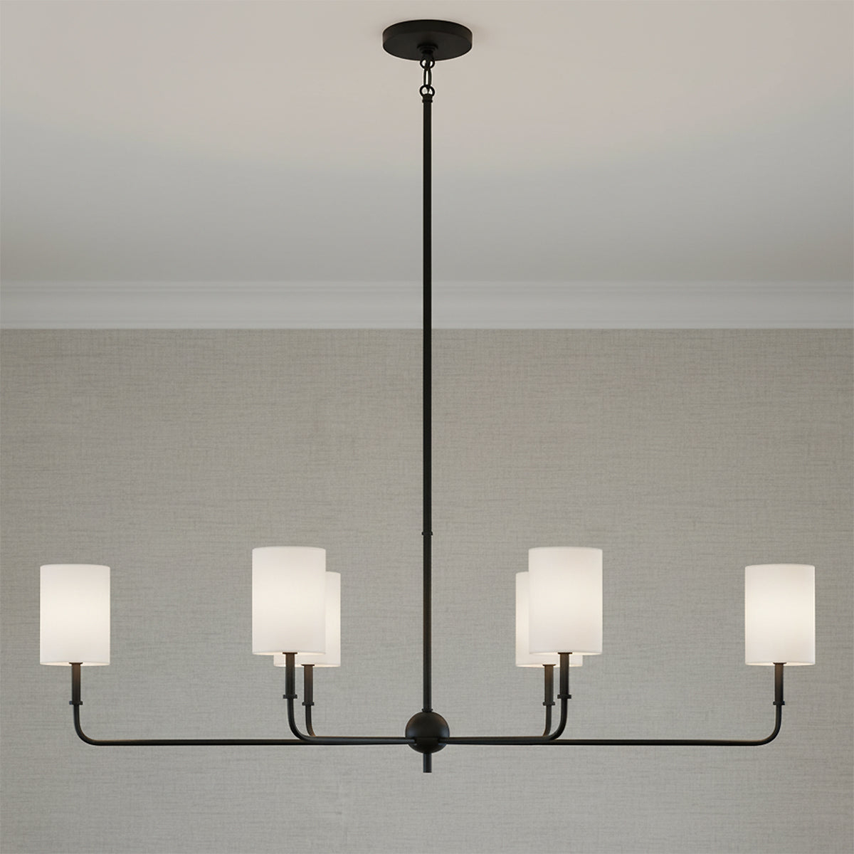 Remington 6 Light Linear Chandelier 44" for Modern home with Matte Black Wood