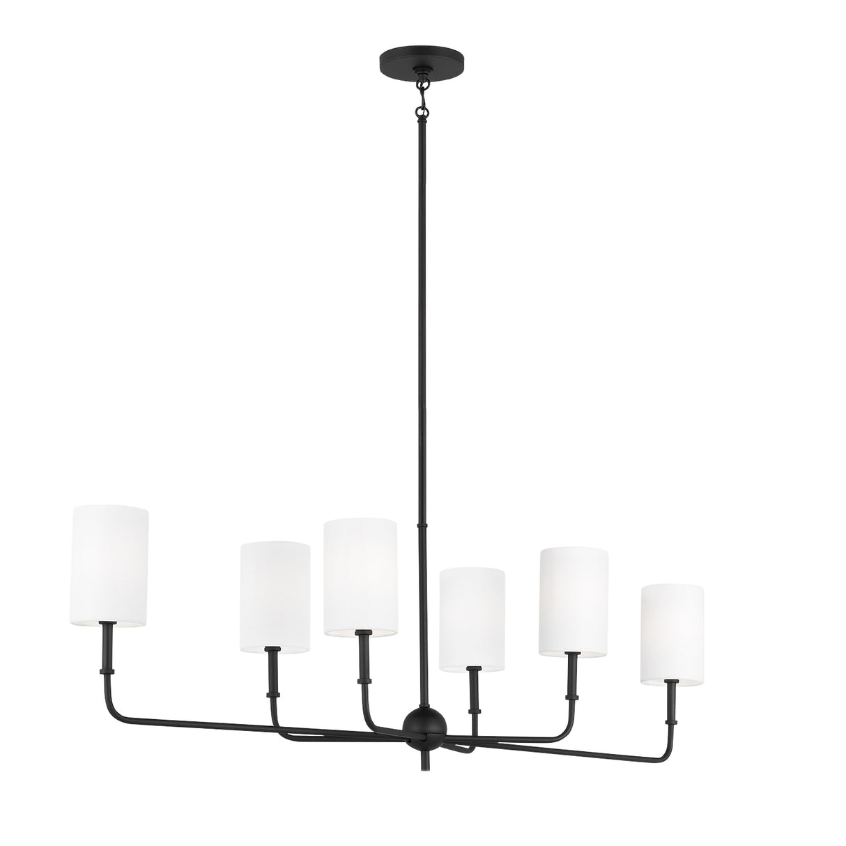 Remington 6 Light Linear Chandelier 44", Matte Black