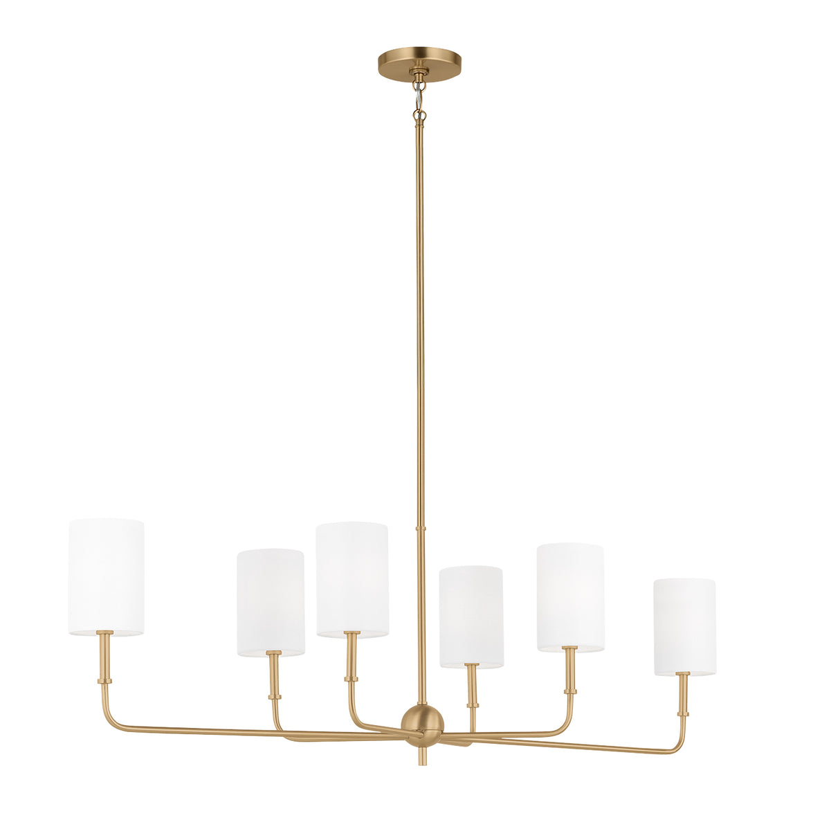 Remington 6 Light Linear Chandelier 44", Satin Brass