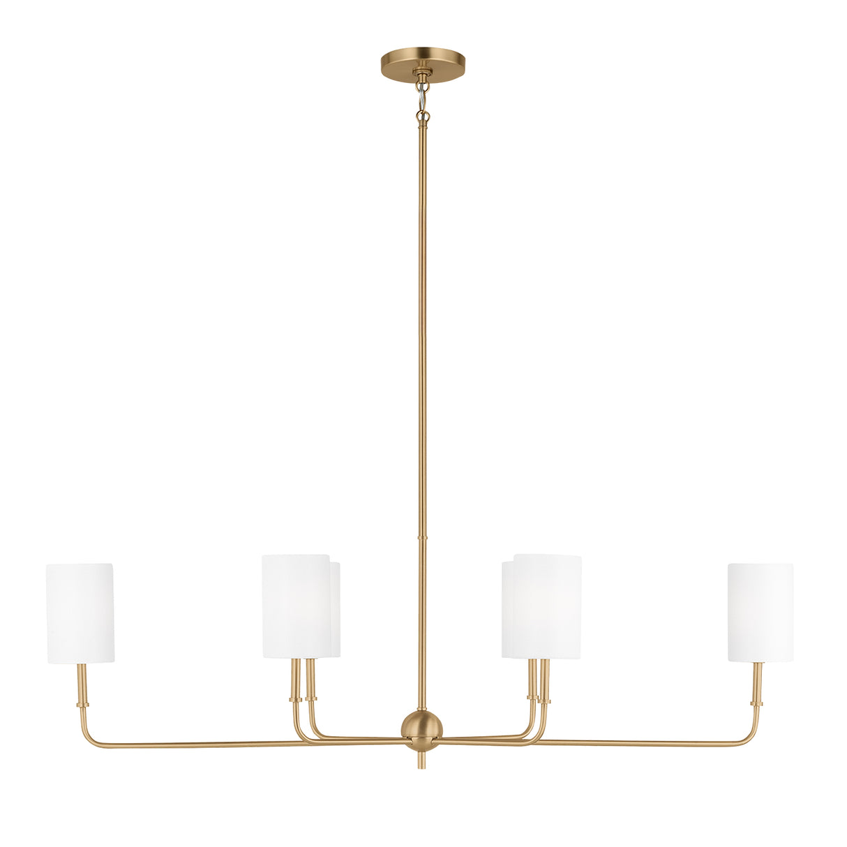 Remington 6 Light Linear Chandelier 44", Satin Brass