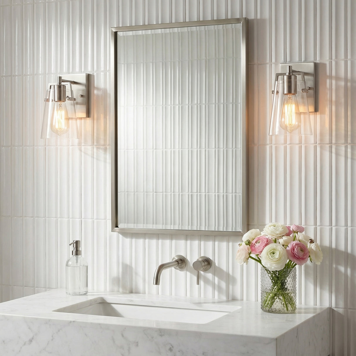 Glyn Wall Sconce 9" for Modern home with White Tile