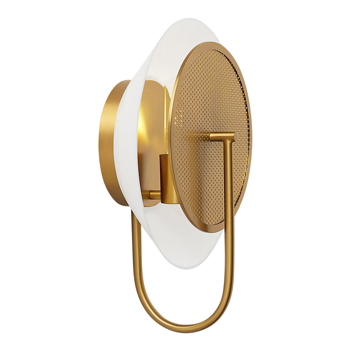 Astrid Wall Sconce 13", Modern Brass and Milk Glass