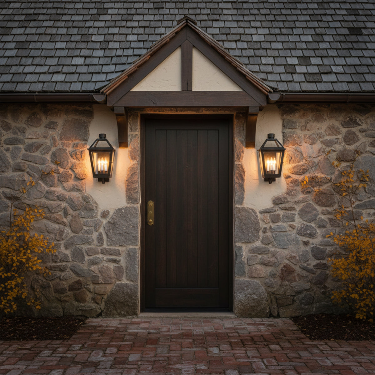 Fairmont Medium Outdoor Wall Light 20", Textured Black for Traditional home with Stone Siding