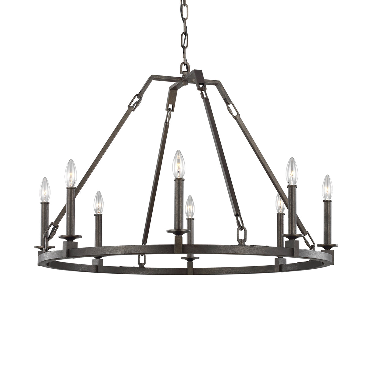 Bernard Medium Ring Chandelier 34", Aged Steel