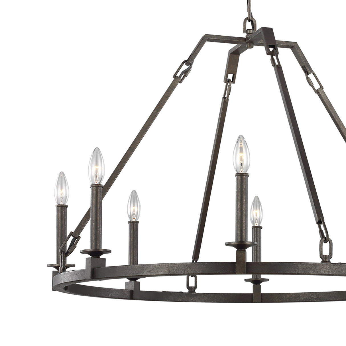 Bernard Medium Ring Chandelier 34", Aged Steel