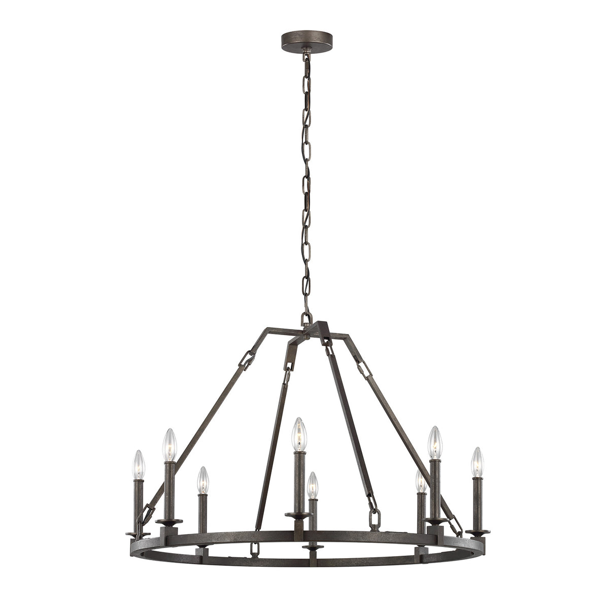 Bernard Medium Ring Chandelier 34", Aged Steel
