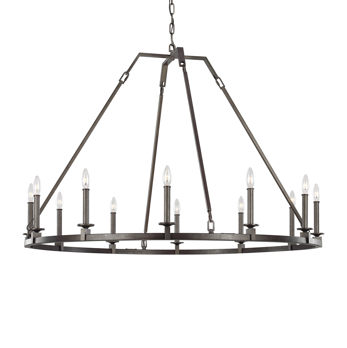 Bernard Large Ring Chandelier 48", Aged Steel