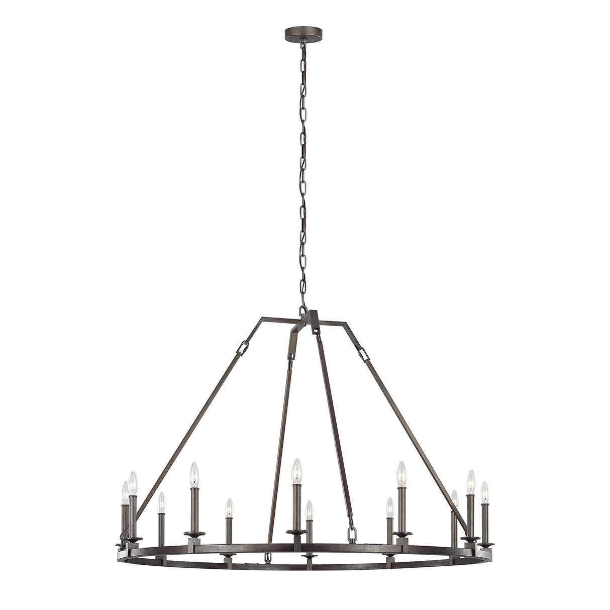 Bernard Large Ring Chandelier 48", Aged Steel