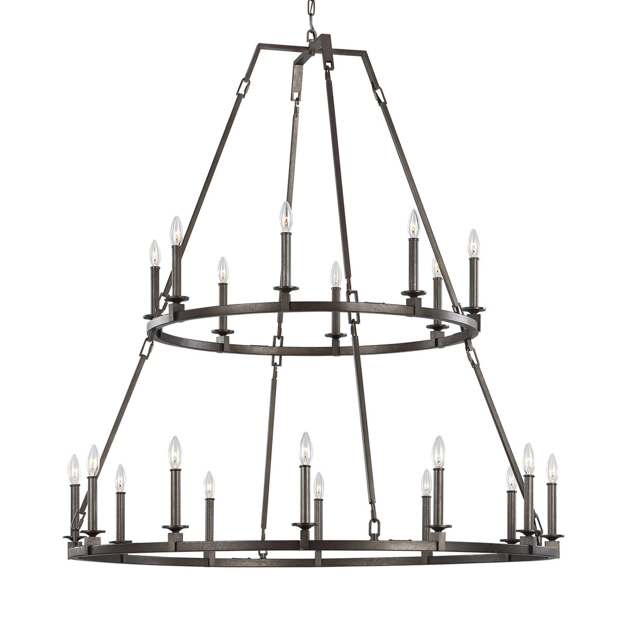 Bernard Two-Tier Ring Chandelier 48", Aged Steel