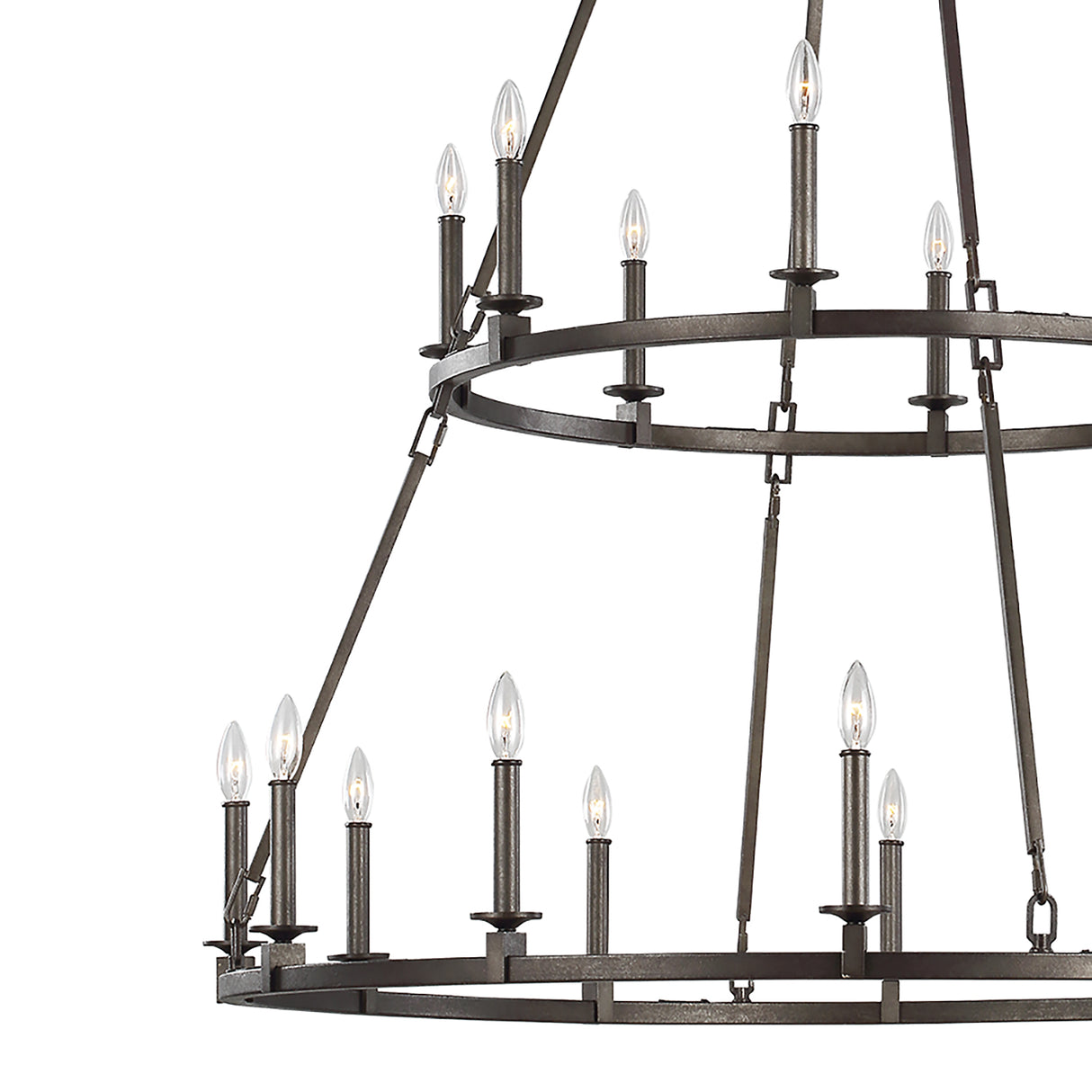 Bernard Two-Tier Ring Chandelier 48", Aged Steel