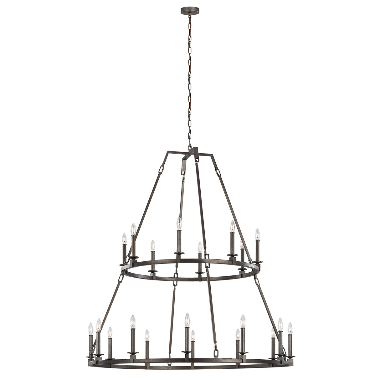 Bernard Two-Tier Ring Chandelier 48", Aged Steel