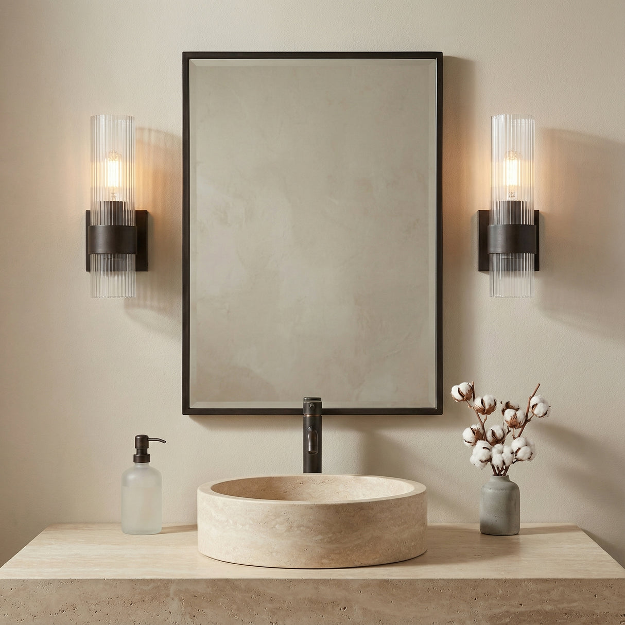 Barclay Wall Sconce 13" for Modern home with Cream walls