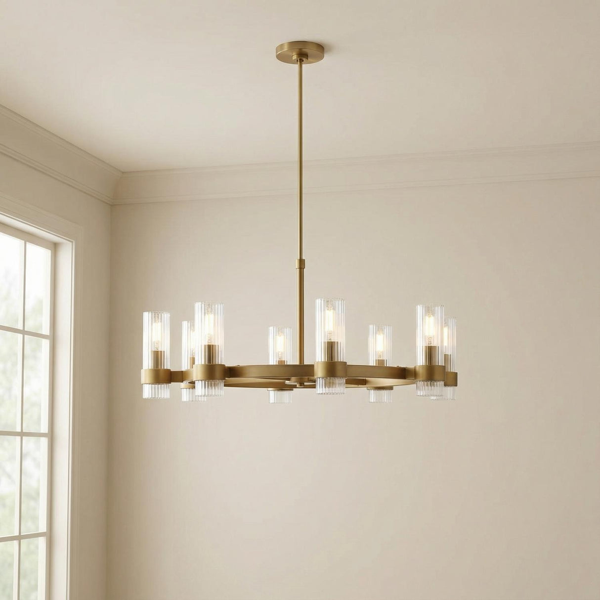 Barclay Medium Chandelier 33", Modern Brass