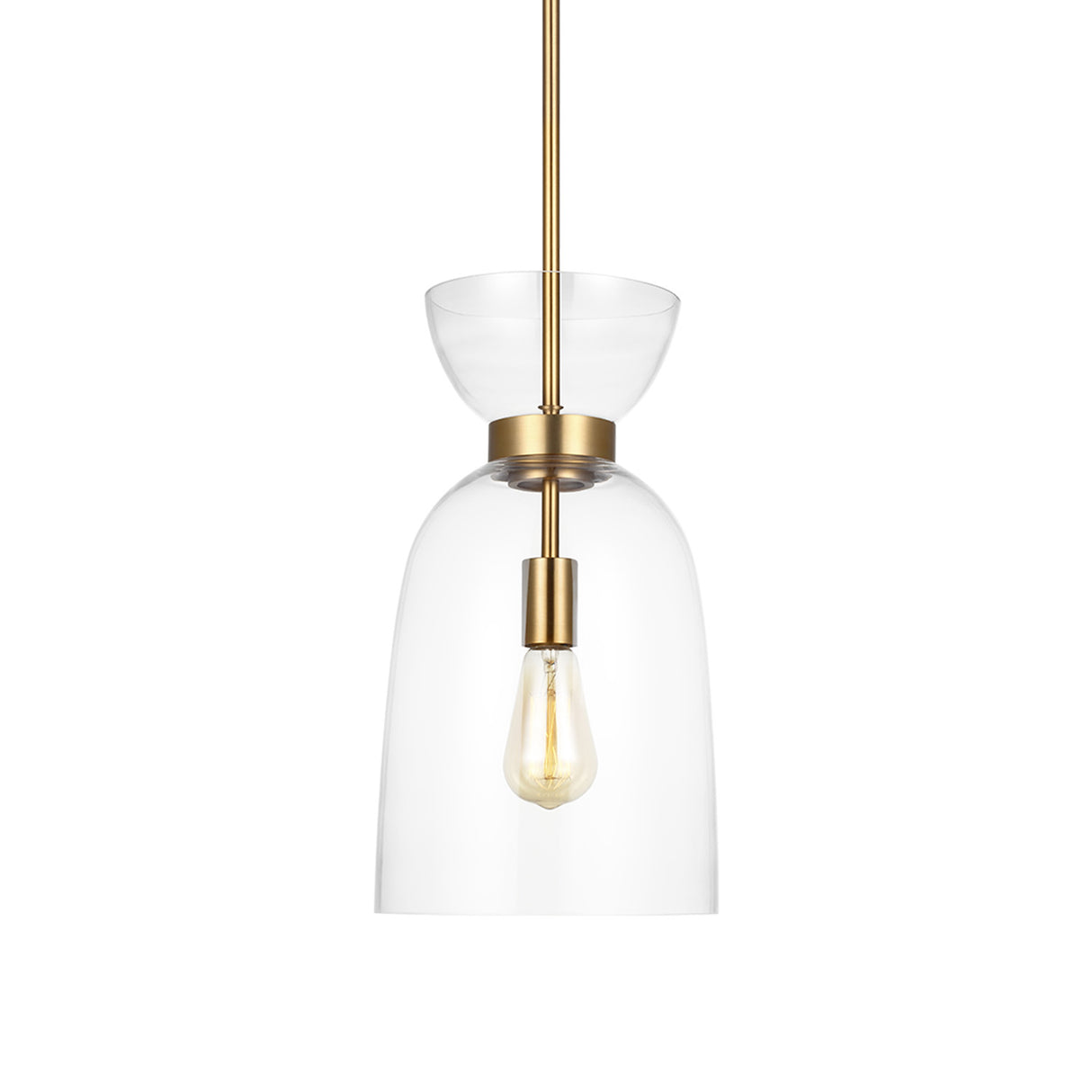 Matilda Small Pendant 9", Modern Brass and Clear Glass
