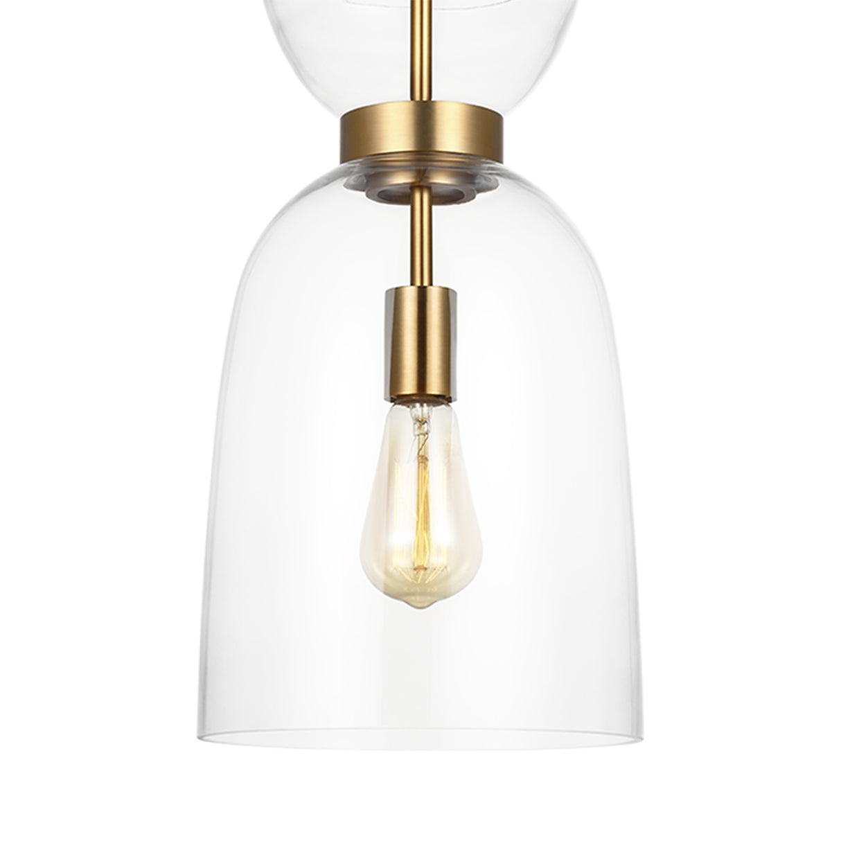 Matilda Small Pendant 9", Modern Brass and Clear Glass