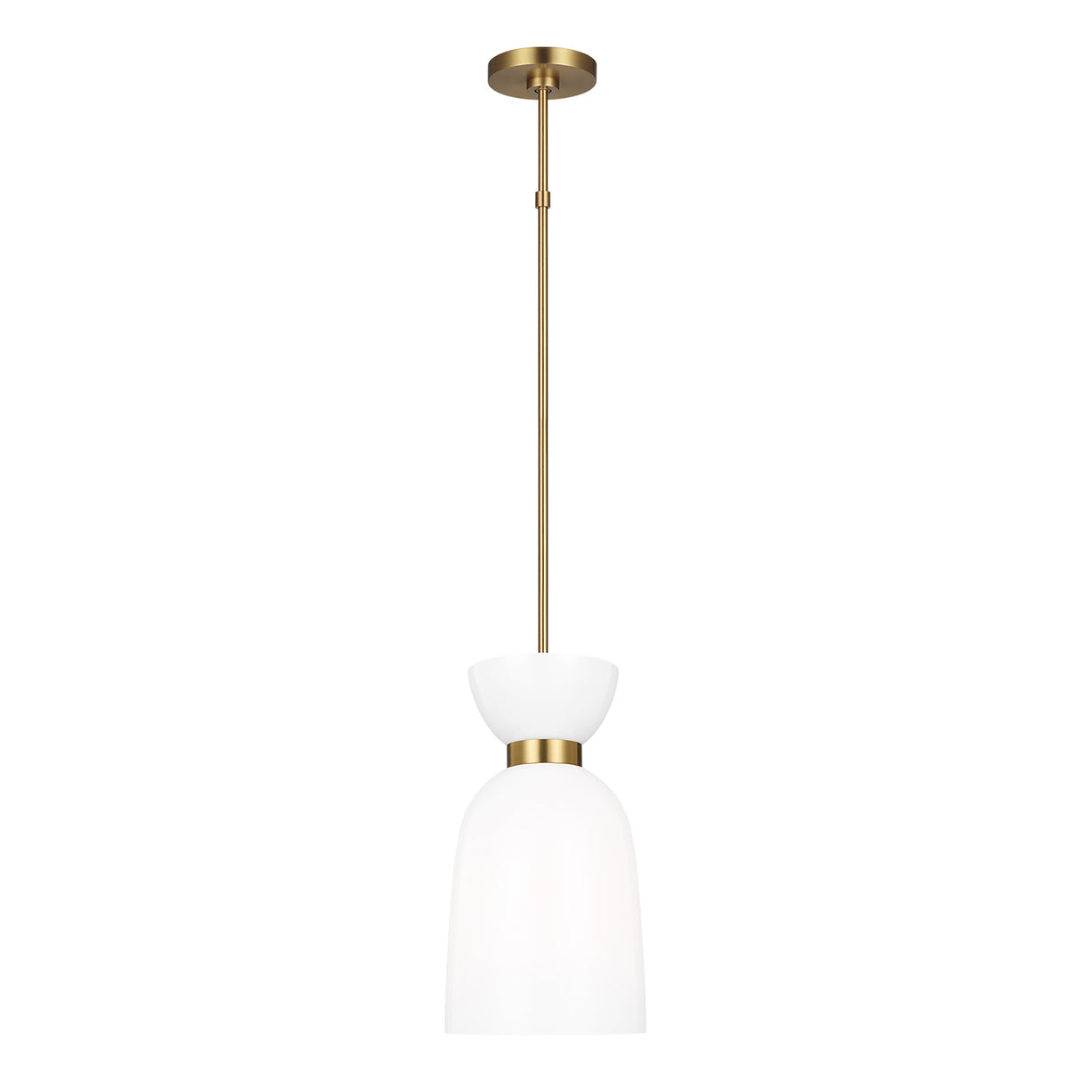 Matilda Small Pendant 9", Modern Brass and Milk Glass