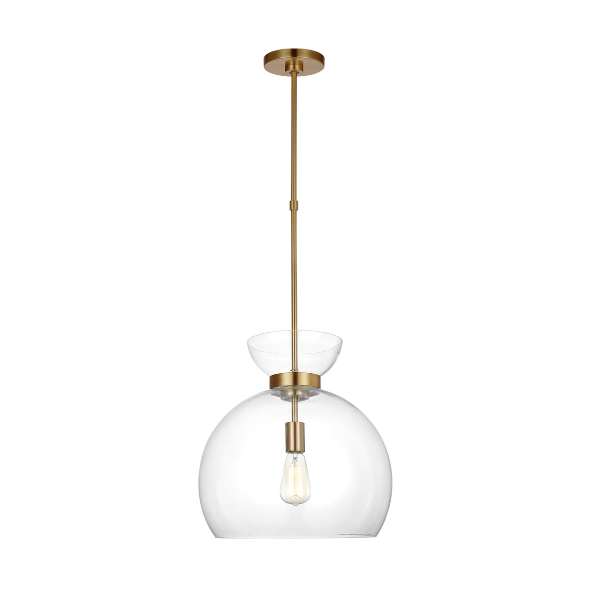 Matilda Medium Pendant 16", Modern Brass and Clear Glass