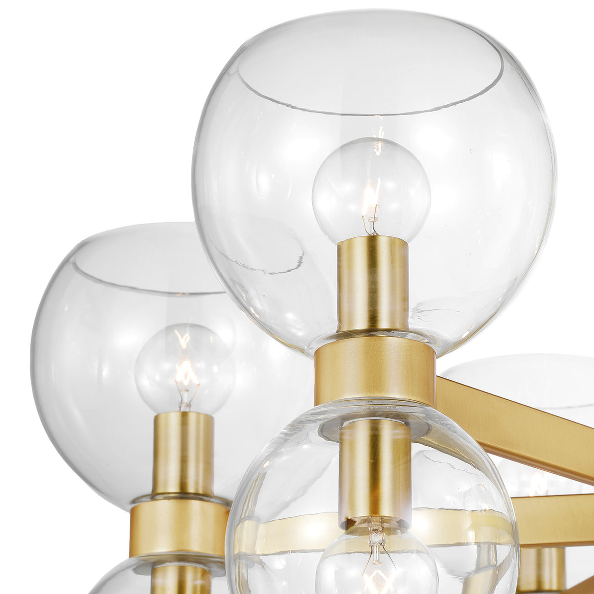 Matilda Small Chandelier 28", Modern Brass and Clear Glass