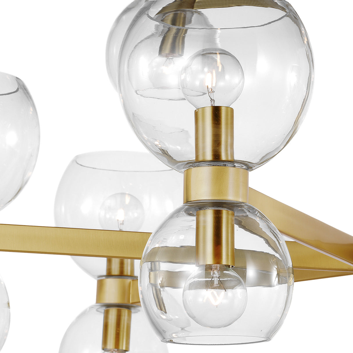 Matilda Large Three-Tier Chandelier 36", Modern Brass and Clear Glass