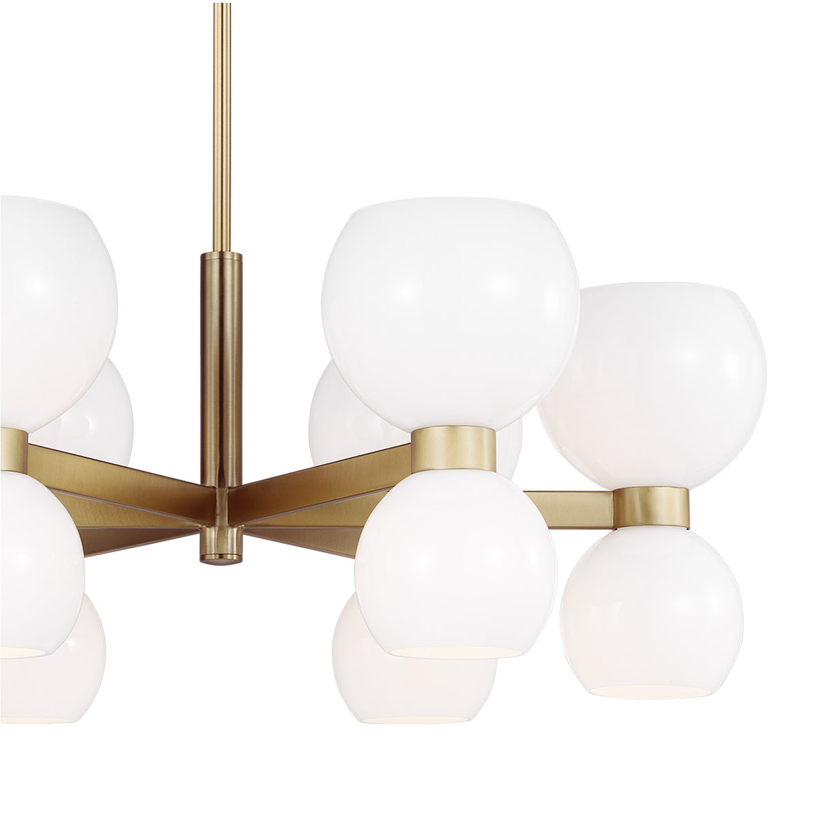 Matilda Small Chandelier 28", Modern Brass and Milk Glass