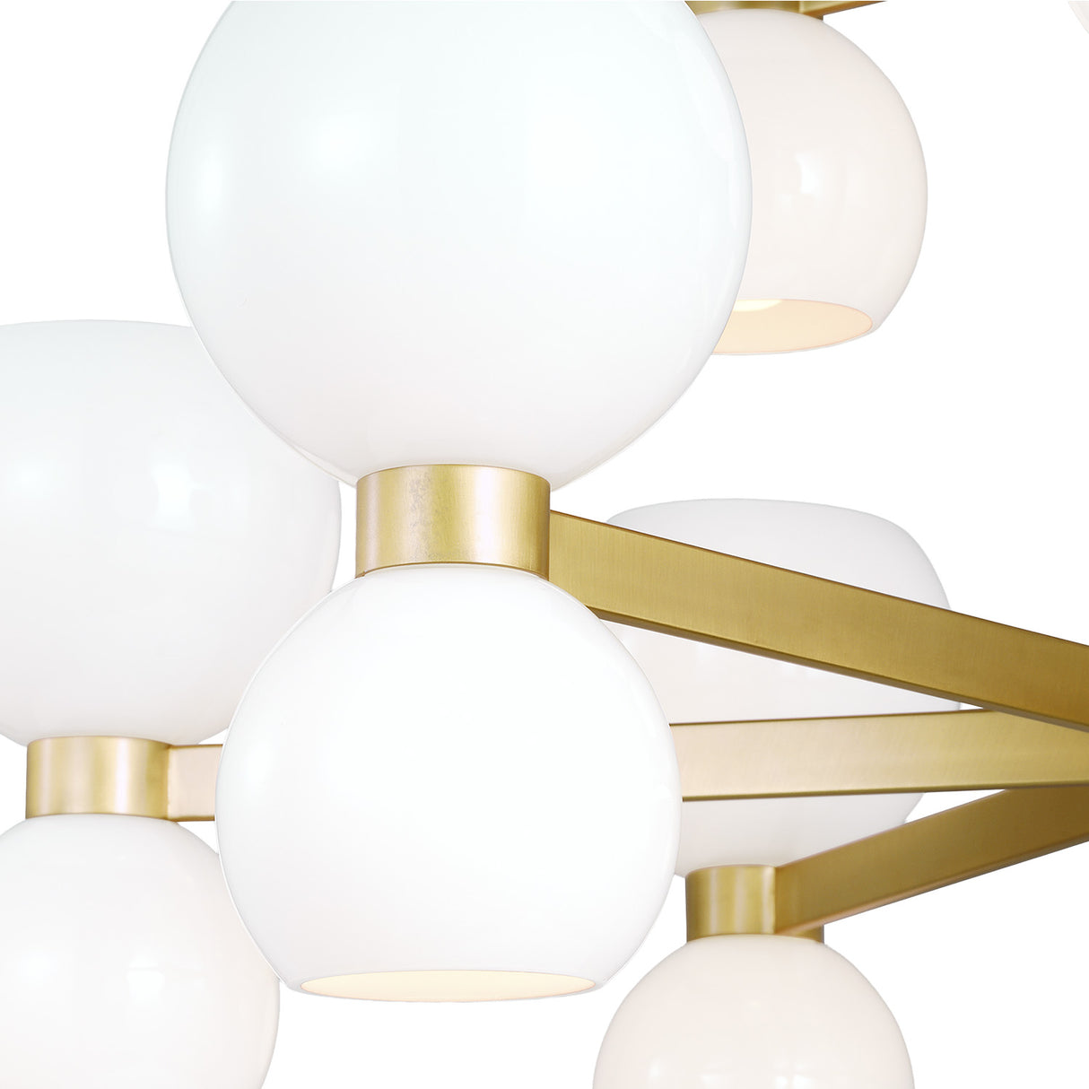 Matilda 18 Light Two-Tier Chandelier 36", Modern Brass and Milk Glass