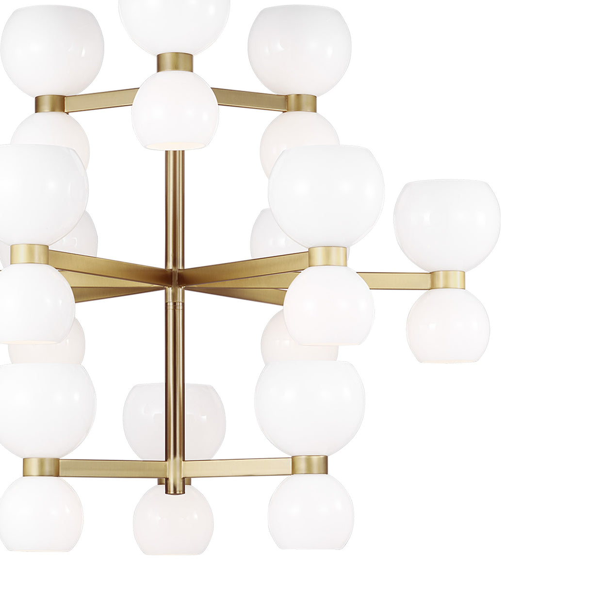 Matilda Large Three-Tier Chandelier 36", Modern Brass and Milk Glass