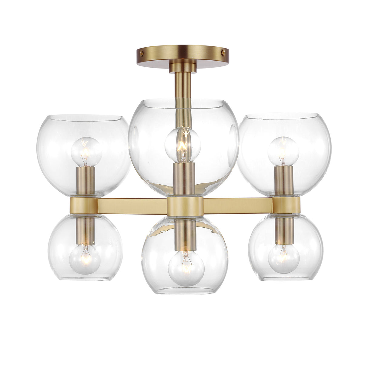 Matilda Semi-Flush 20", Modern Brass and Clear Glass