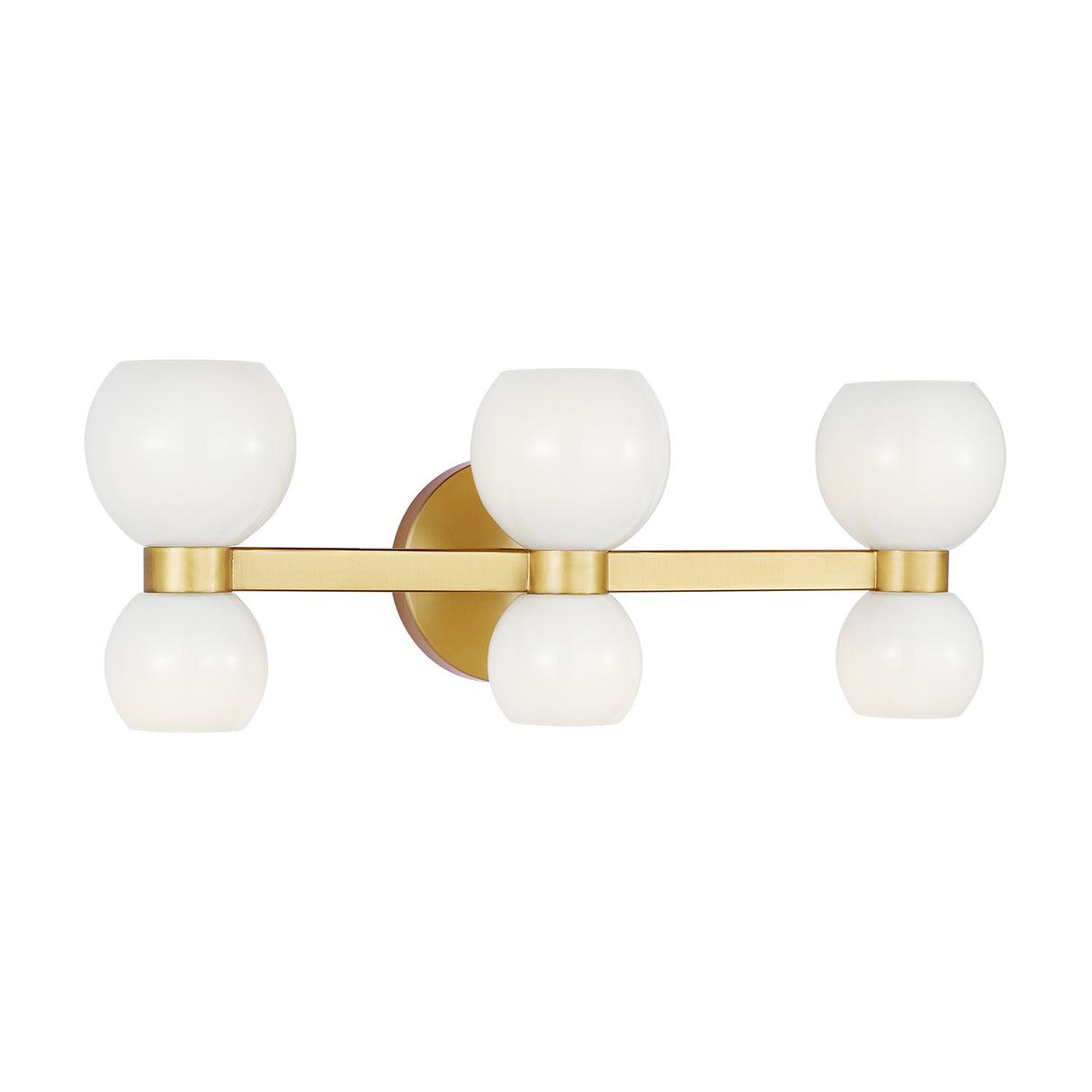Matilda 3 Light Vanity, Modern Brass and Milk Glass