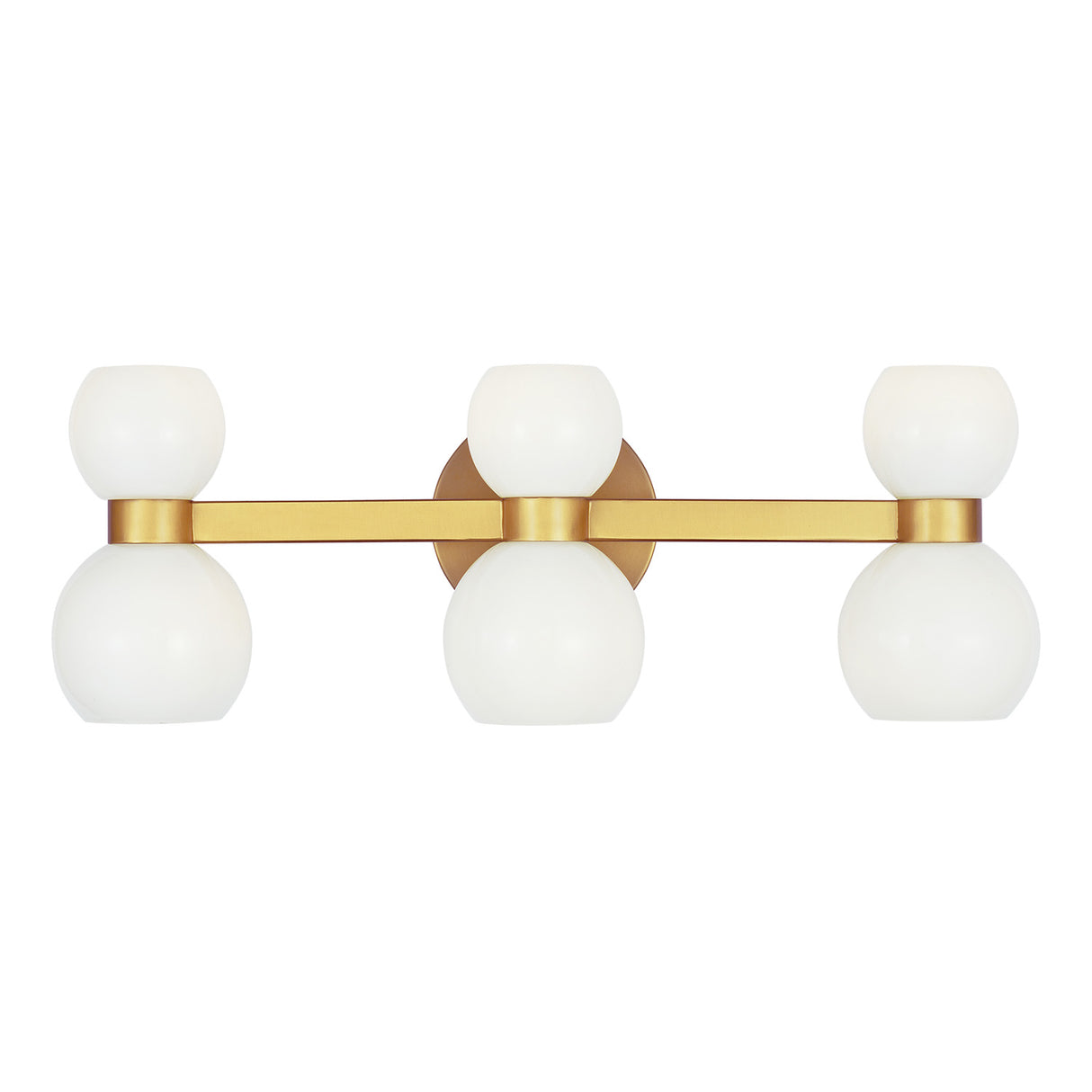 Matilda 3 Light Vanity, Modern Brass and Milk Glass