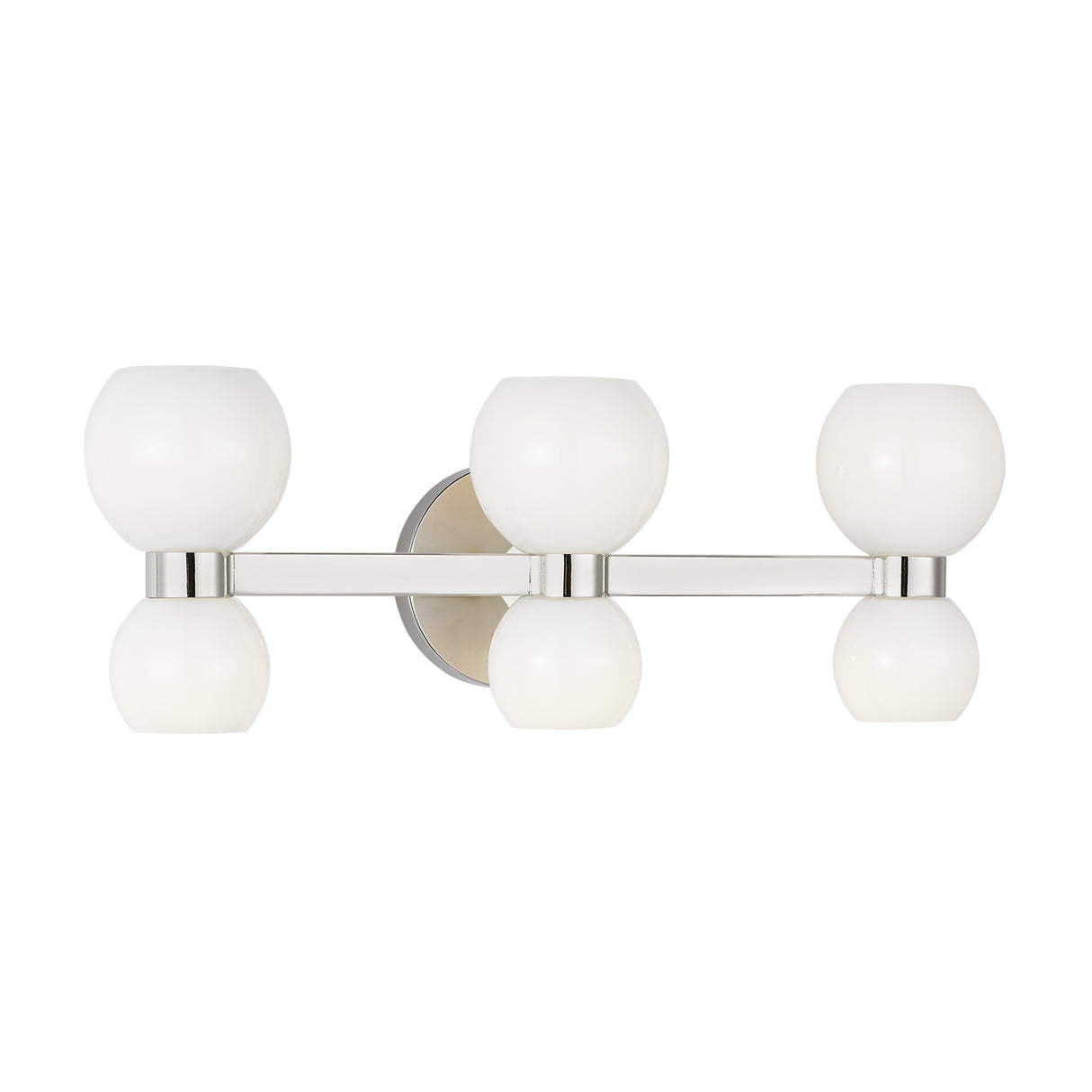 Matilda 3 Light Vanity, Polished Nickel and Milk Glass