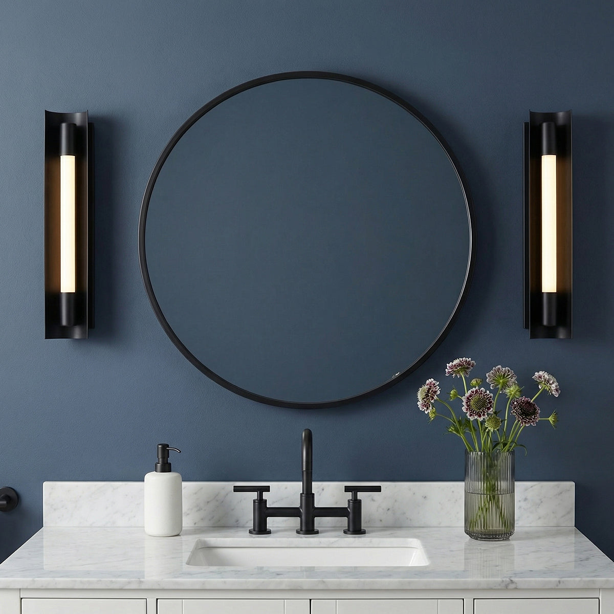 Robin Small LED Vanity 17" for Modern home with Dark Blue Walls