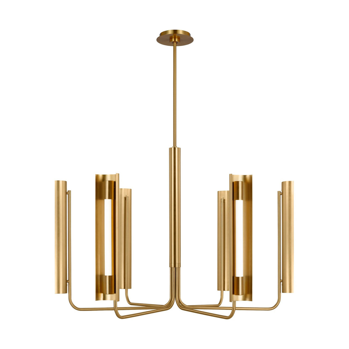 Robin 6 Light LED Chandelier 36", Modern Brass