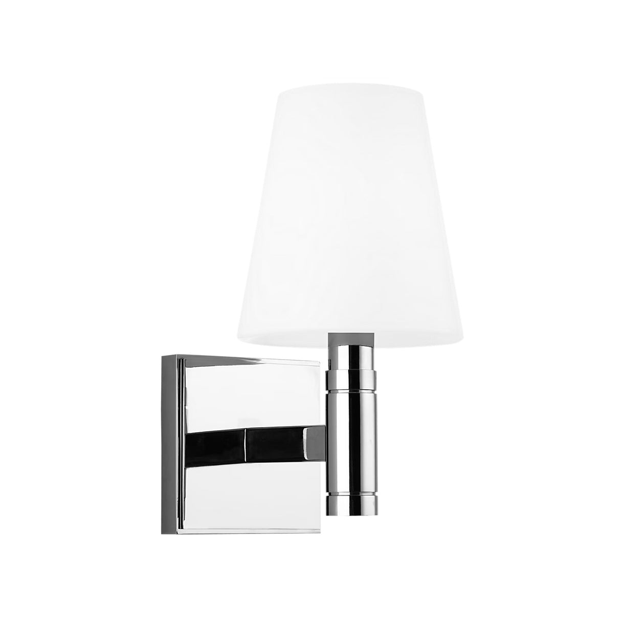 Petra Wall Sconce 11", Polished Nickel and Milk Glass