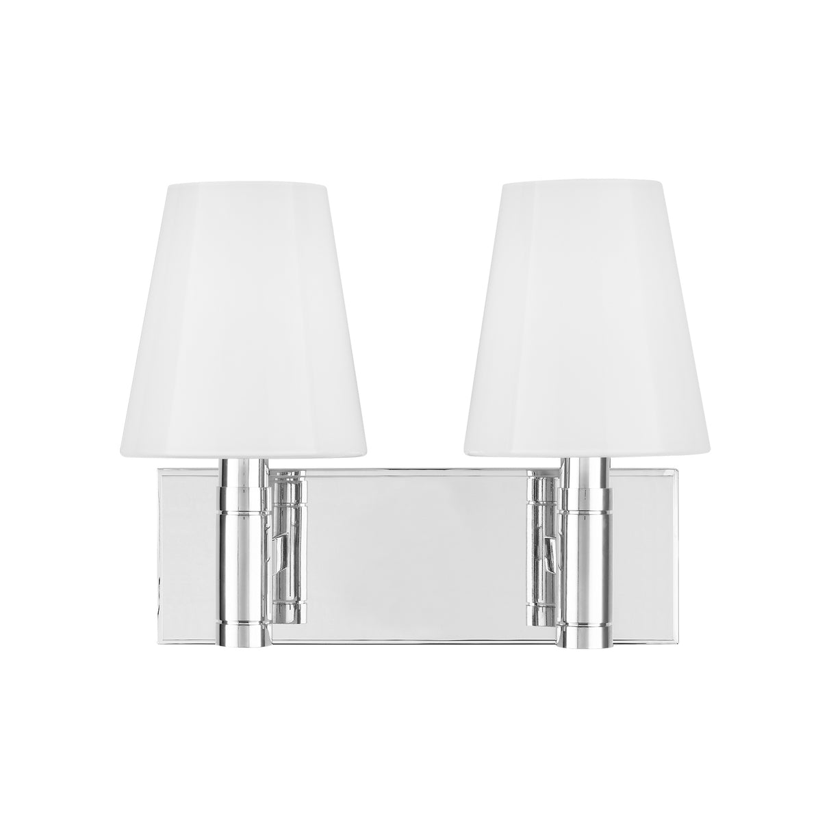 Petra 2 Light Vanity, Polished Nickel and Milk Glass