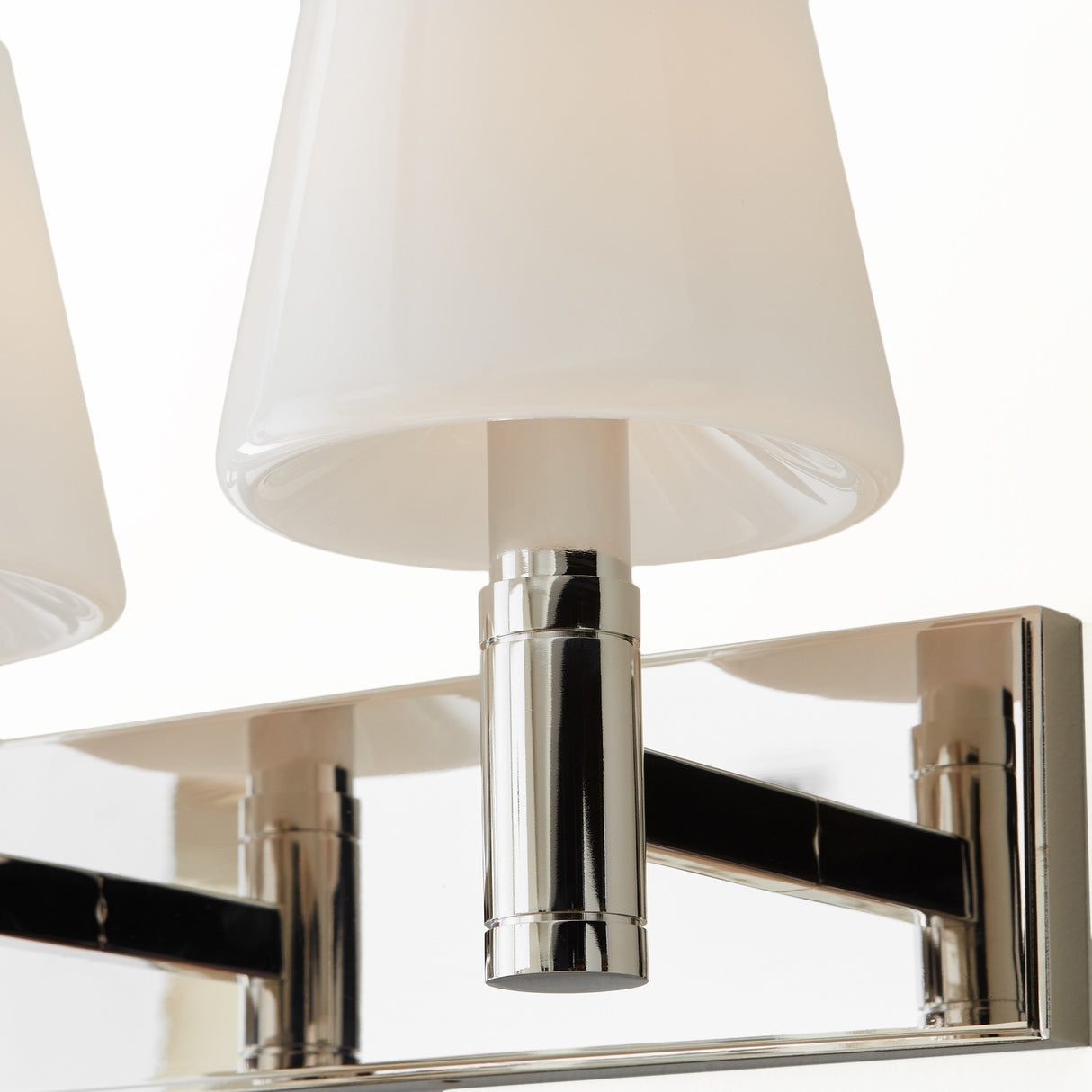 Petra 3 Light Vanity, Polished Nickel and Milk Glass