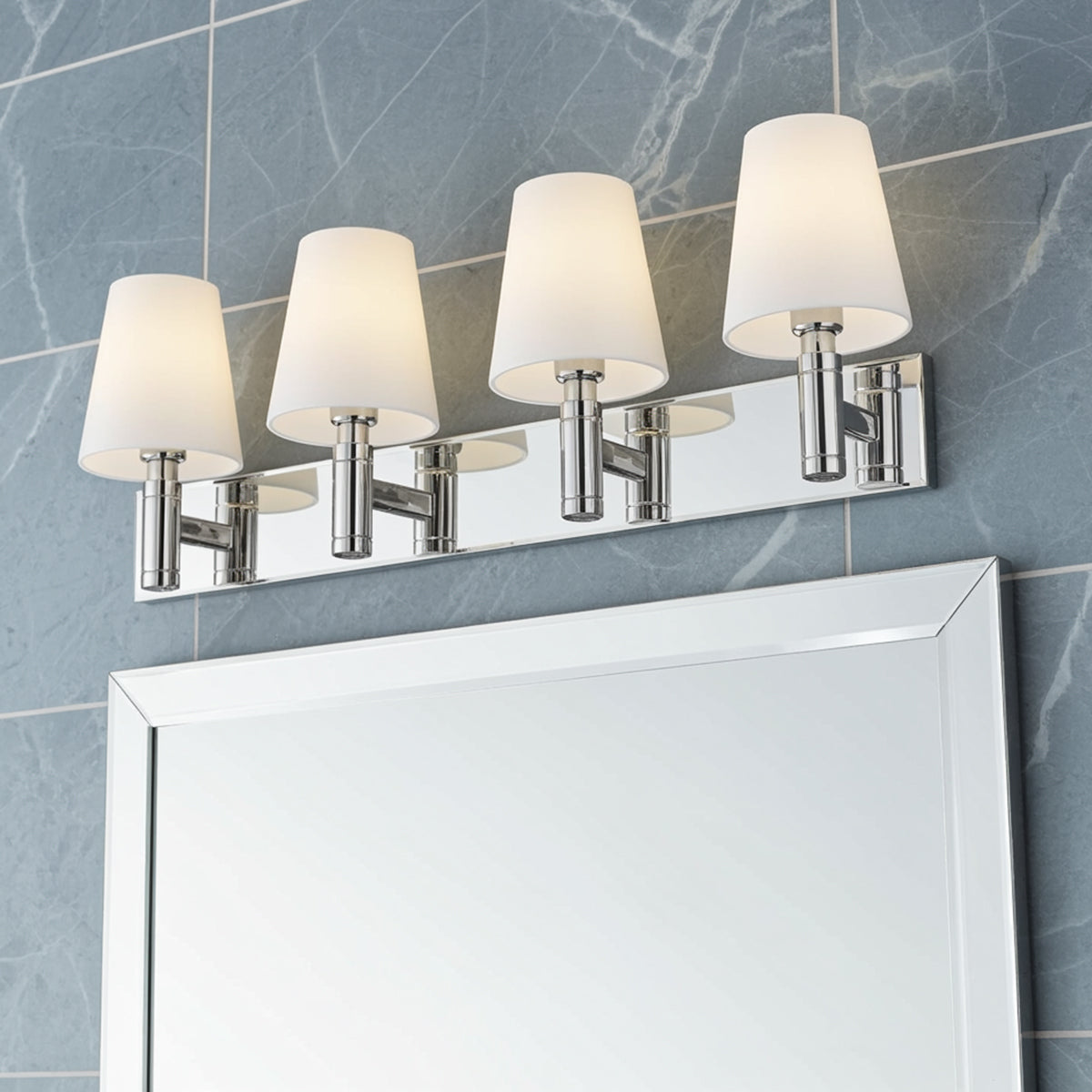 Petra 4 Light Vanity for Modern home with White Shade
