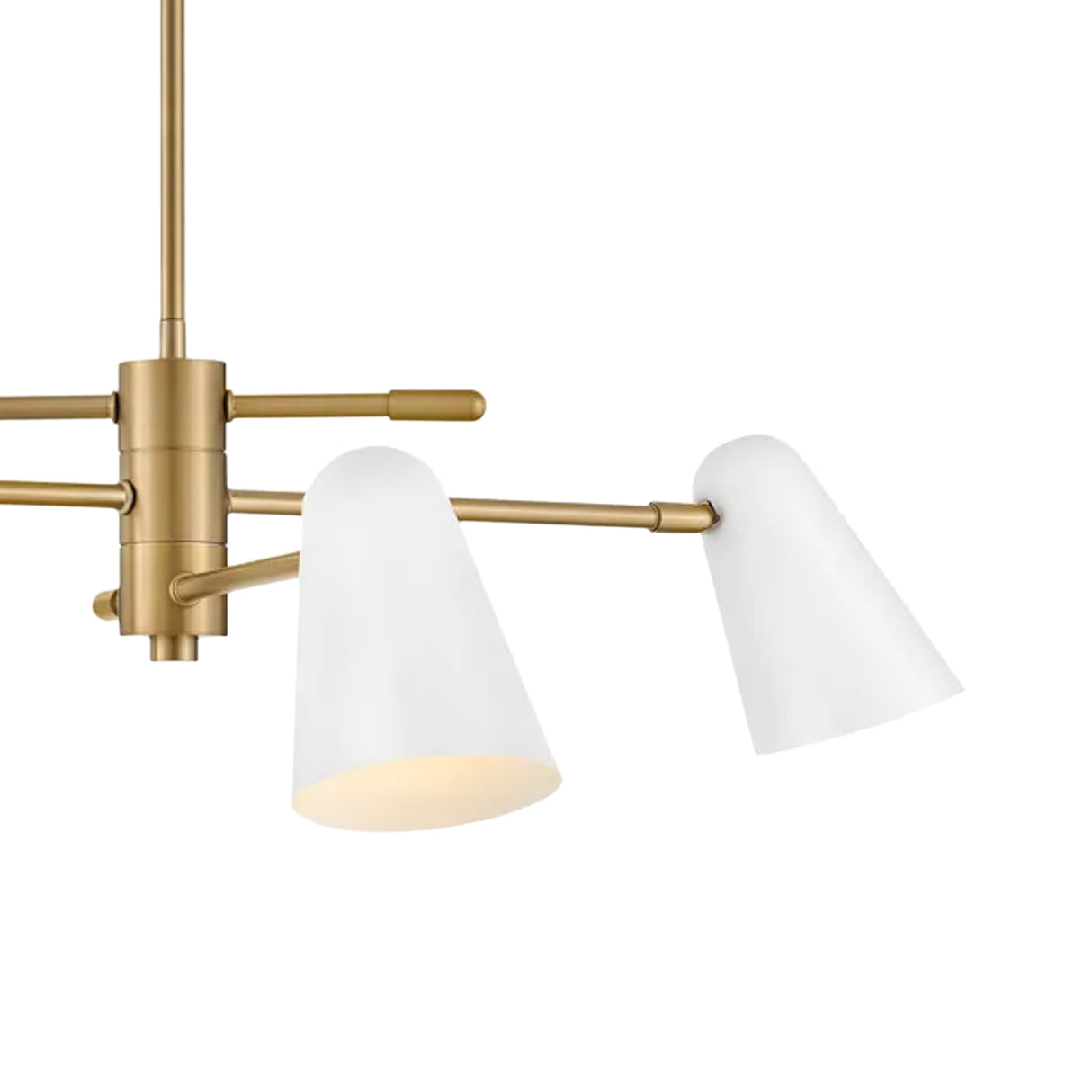 Selby Adjustable Chandelier 30", Matte White and Satin Brass