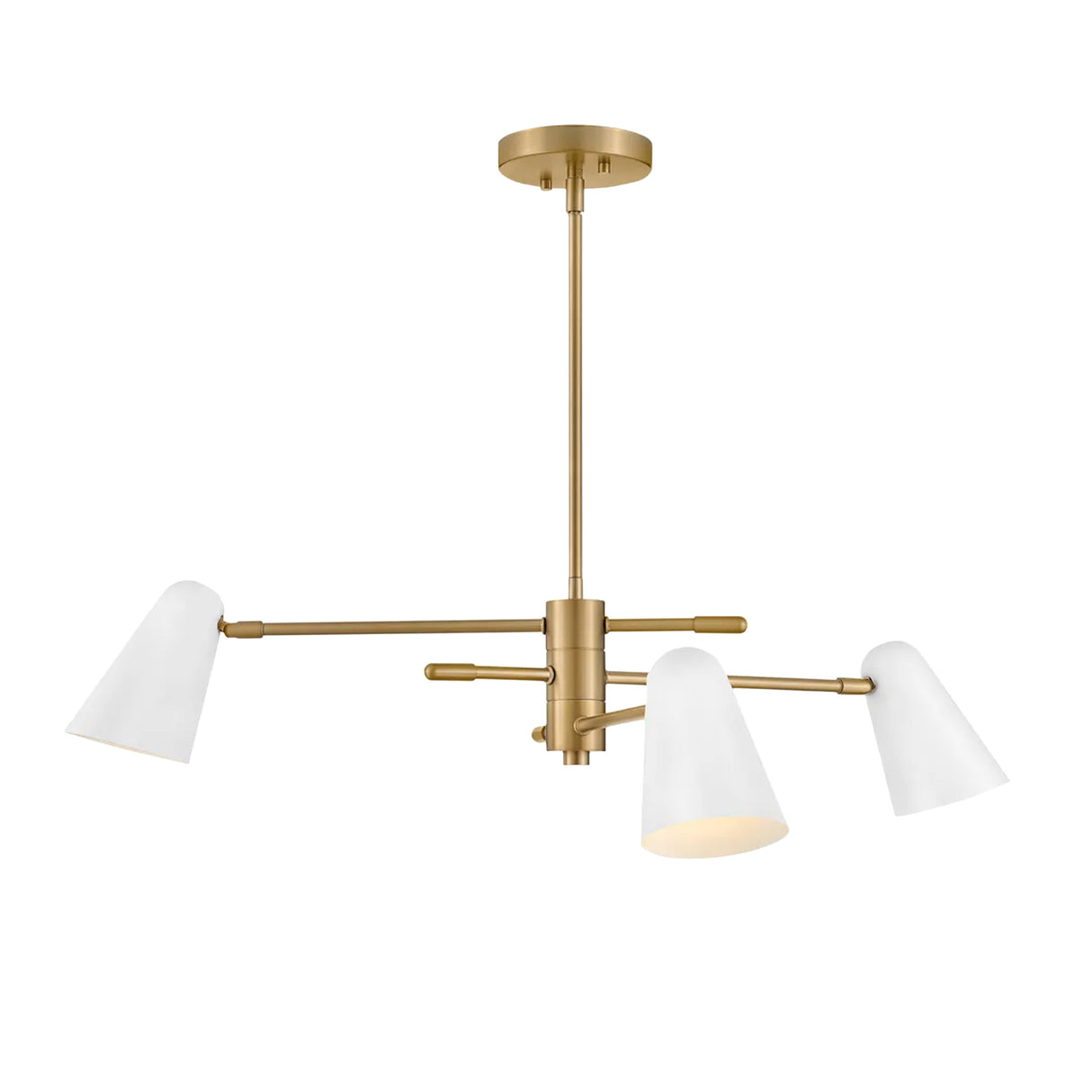 Selby Adjustable Chandelier 30", Matte White and Satin Brass