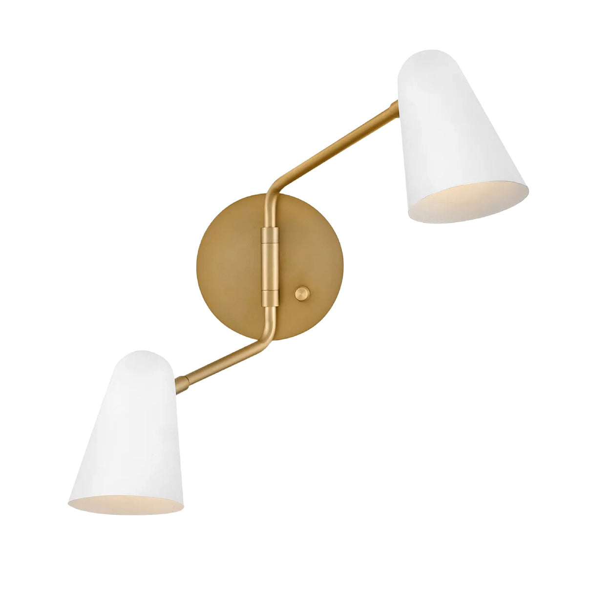Selby Adjustable Wall Sconce 16", Matte White and Satin Brass