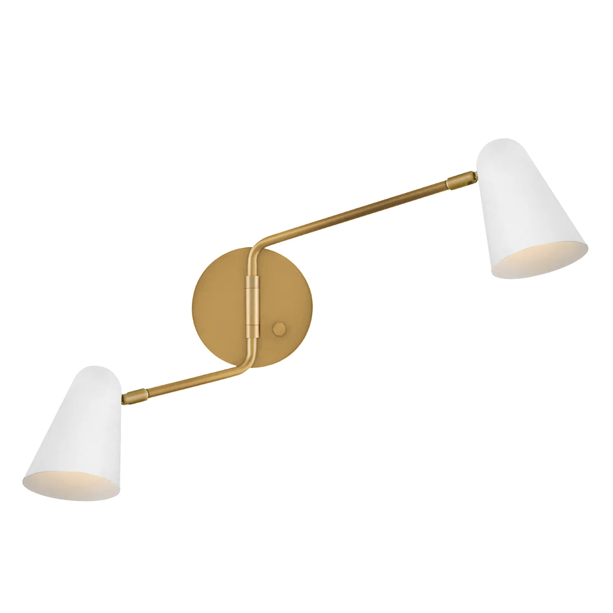 Selby Adjustable Wall Sconce 16", Matte White and Satin Brass