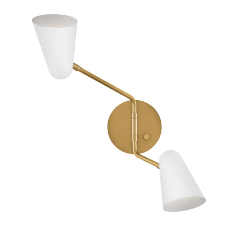 Selby Adjustable Wall Sconce 16", Matte White and Satin Brass