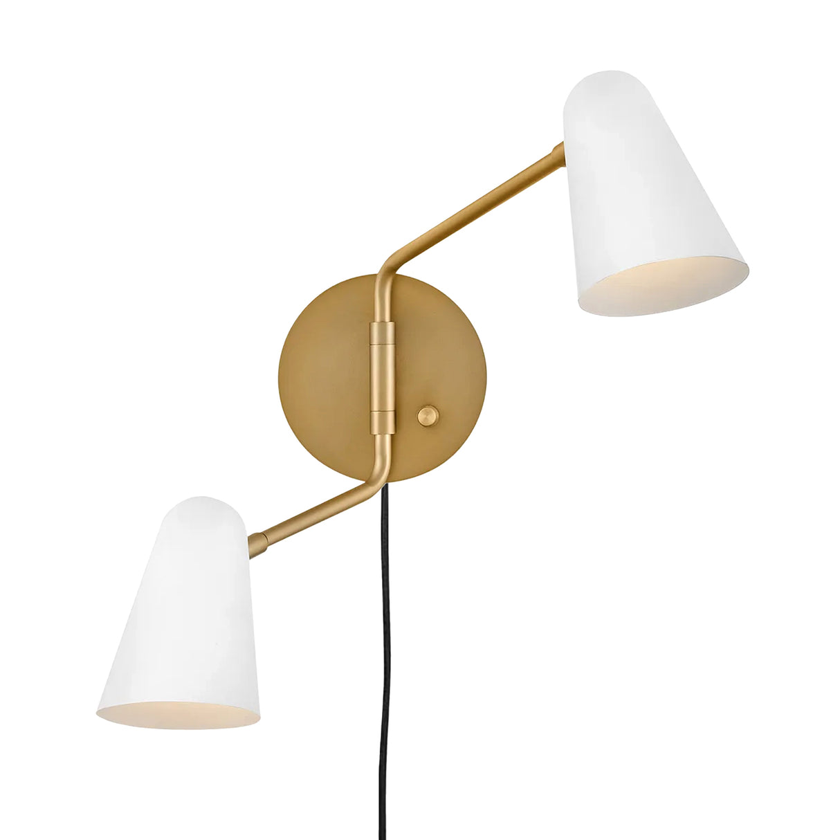 Selby Adjustable Wall Sconce 16", Matte White and Satin Brass